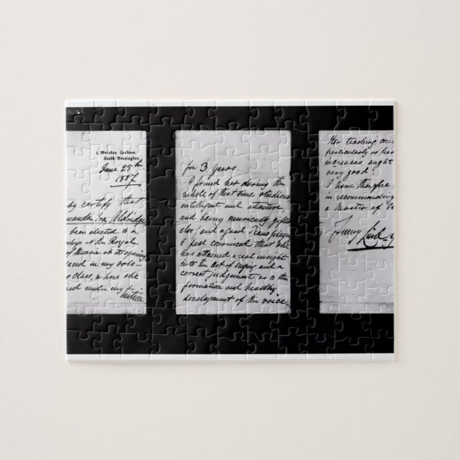 Signed letter, 1887 (pen and ink on paper) (b/w ph jigsaw puzzle (Horizontal)
