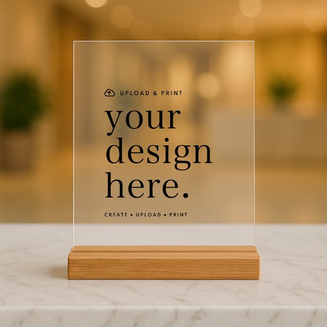 Signer acrylique Votre Conception Télécharger 8" x (Versatile acrylic tabletop wood block sign for business, weddings, special occasion events & more!)
