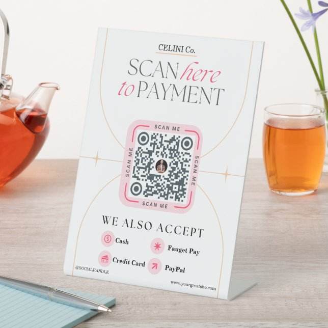 Signes de code QR rose et blanc - Paiement féminin (In SItu)