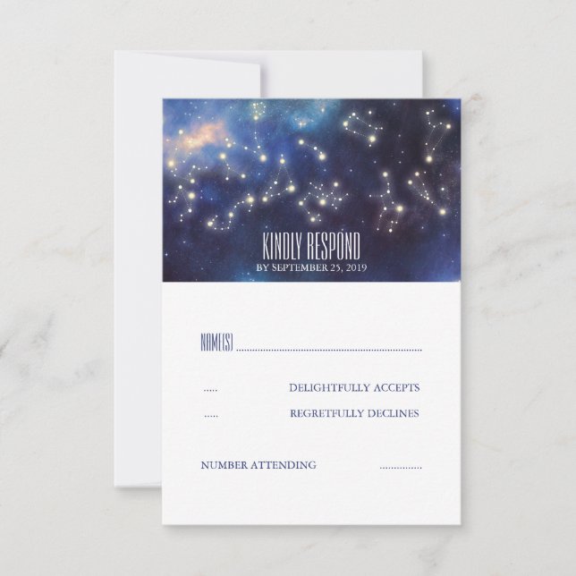 Signes de nuit étoilés Mariage RSVP (Devant)