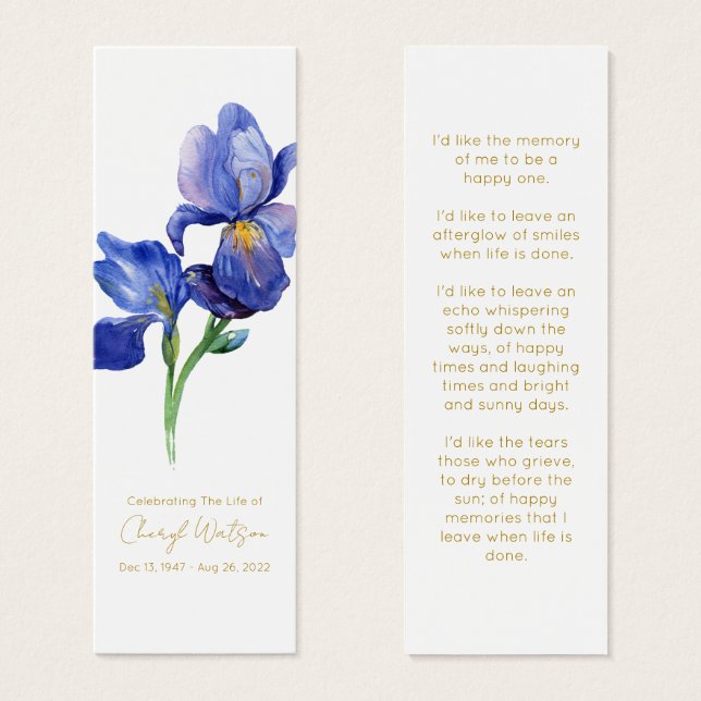 Signet de deuil simple Iris (Devant & derrière)