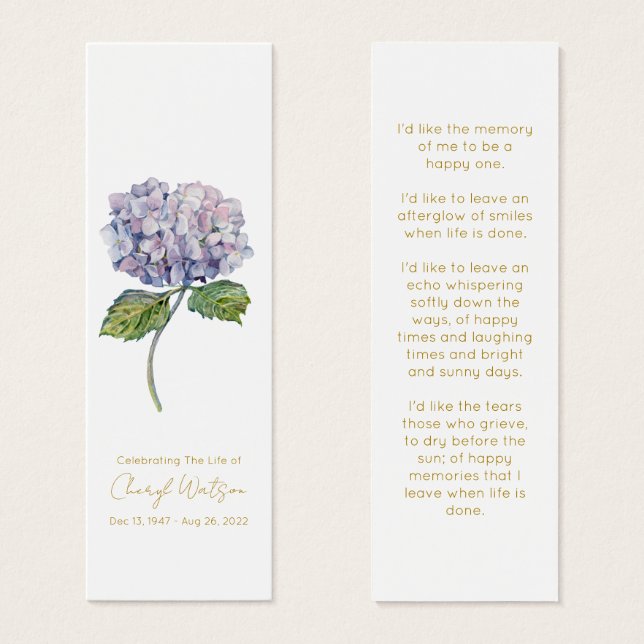 Signet funéraire simple hydrangea (Devant & derrière)