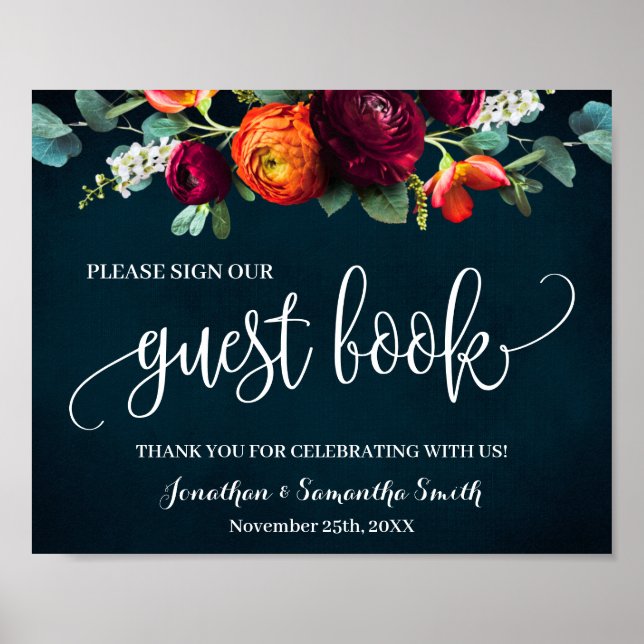 Signez notre livre d'or Mariage Vin Marine (Devant)