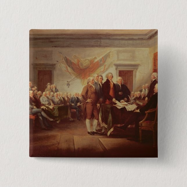 Signing the Declaration of Independence, 4th 2 Inch Square Button (Front)