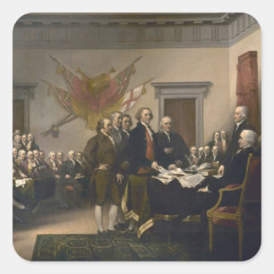 Signing the Declaration of Independence, July 4th Square Sticker