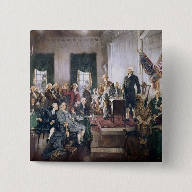 Signing the US Constitution by Christy 2 Inch Square Button (Front)