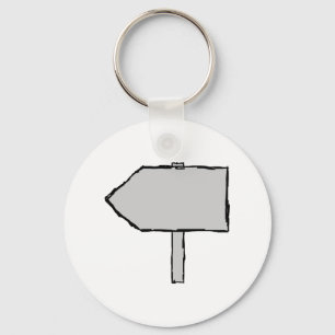 Signpost Arrow. Grey, Black and White. Keychain