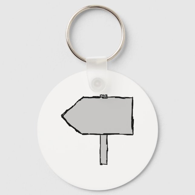 Signpost Arrow. Grey, Black and White. Keychain (Front)