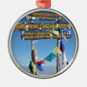 Signpost  on the  Summit of Kilimanjaro kenya Metal Ornament
