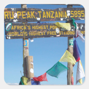 Signpost  on the  Summit of Kilimanjaro kenya Square Sticker