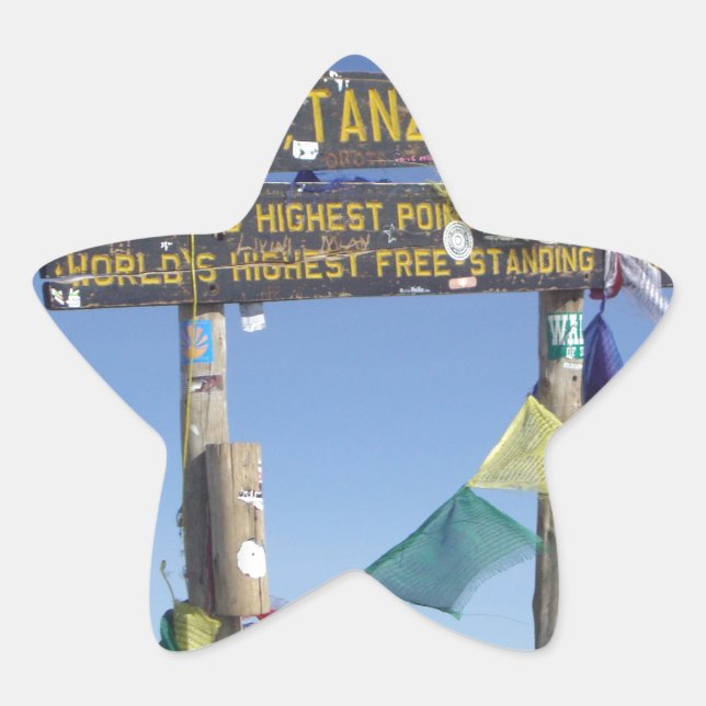 Signpost  on the  Summit of Kilimanjaro kenya Star Sticker (Front)
