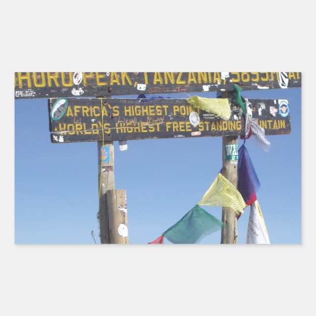 Signpost  on the  Summit of Kilimanjaro kenya Sticker (Front)