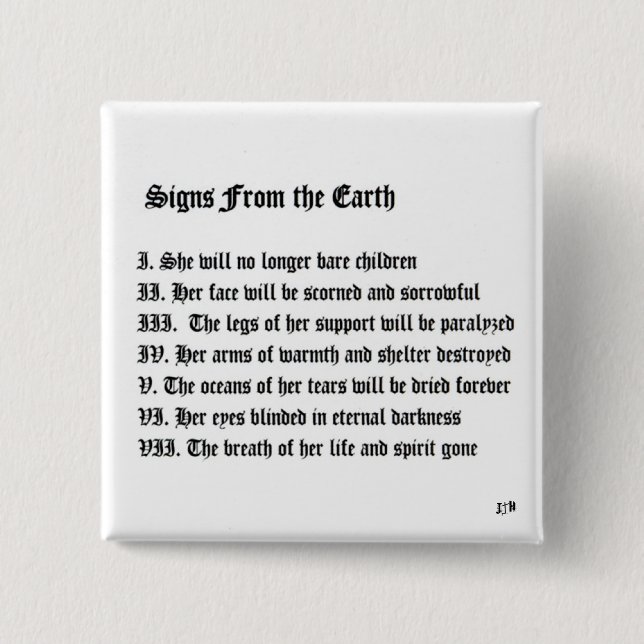 Signs From The Earth 2 Inch Square Button (Front)