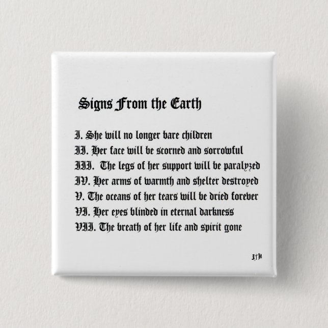 Signs From The Earth 2 Inch Square Button (Front)