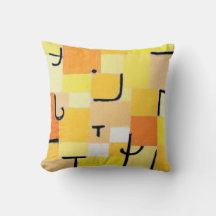 Signs in Yellow, Paul Klee Throw Pillow