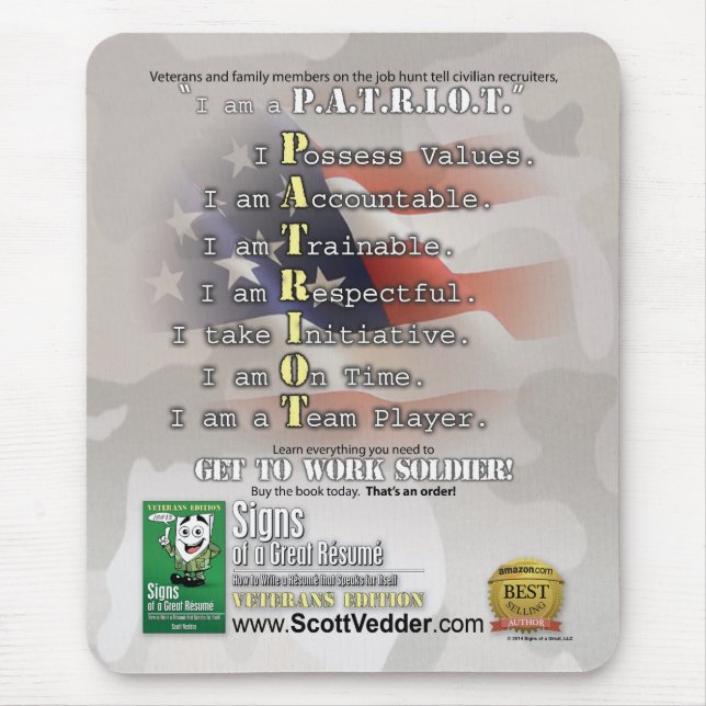 Signs of a Great Résumé: Veterans Edition Mouse Pad (Front)