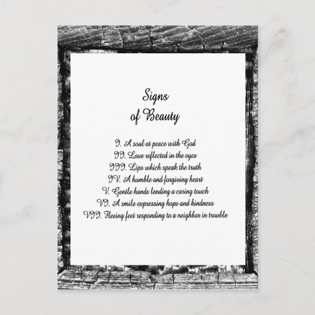 Signs of Beauty Postcard (Front)