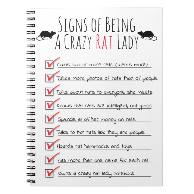 Signs of Being a Crazy Rat Lady Notebook (Front)