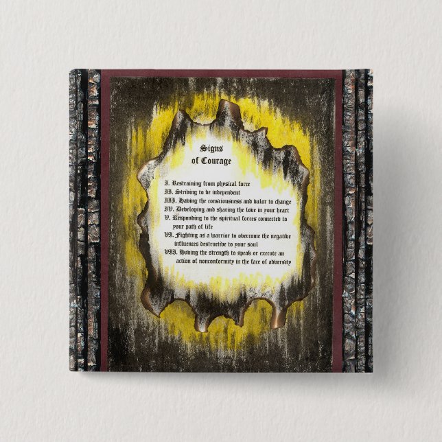 Signs of Courage 2 Inch Square Button (Front)