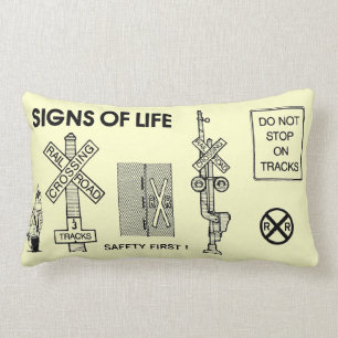 Signs Of Life at Railroad Crossings Lumbar Pillow