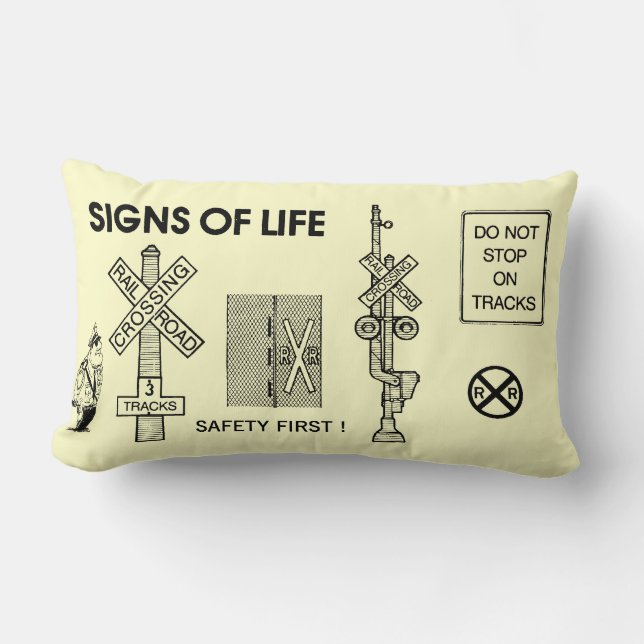 Signs Of Life at Railroad Crossings Lumbar Pillow (Front)