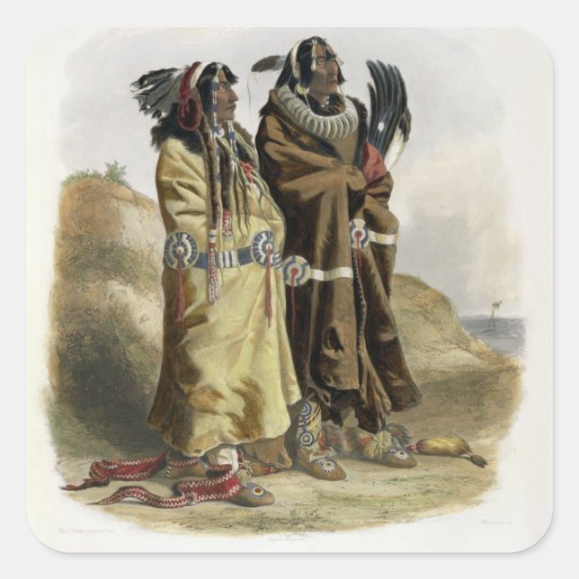 Sih-Chida and Mahchsi-Karehde, Mandan Indians, pla Square Sticker (Front)