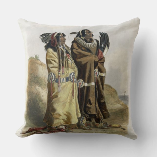Sih-Chida and Mahchsi-Karehde, Mandan Indians, pla Throw Pillow (Front)