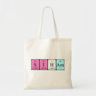 Siham periodic table name tote bag