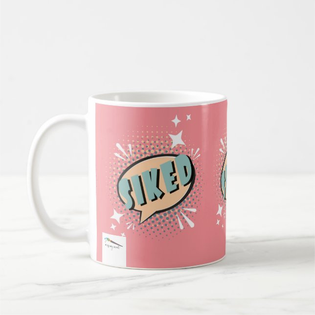 SIKED Comic Speech Bubble Meme Funny Red Coffee Mug (Left)