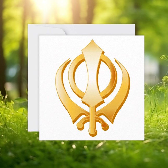 Sikh Announcement/Invitation Card (Gold Khanda, symbol of the Sikh religion.  Customize announcement or invitation with your text .)