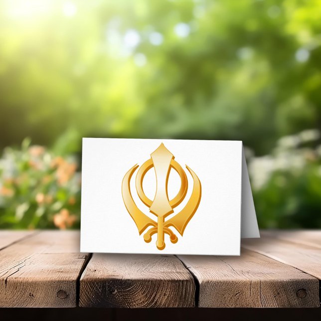 Sikh Greeting Card (Sikh Greeting Card, Gold Khanda, symbol of the Sikh religion. Customize with your text or message.)