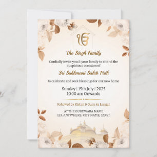 Sikh Housewarming Invitation Card, Sukhmani Path
