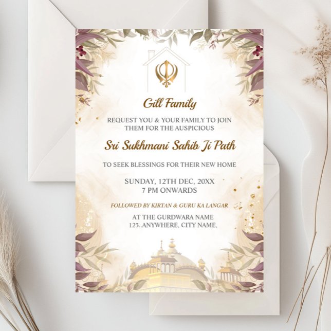 Sikh Housewarming Invitation Card, Sukhmani Sahib  (Creator Uploaded)