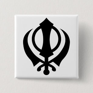 Sikh Khanda 2 Inch Square Button