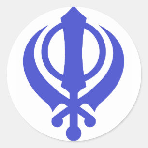 Sikh Khanda Blue Classic Round Sticker