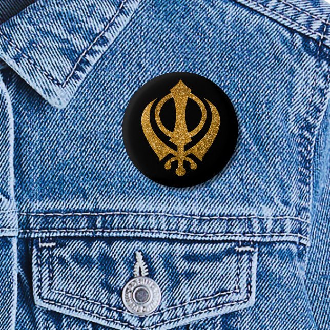 Sikh Khanda "Fearless & Free"  1 Inch Round Button (Creator Uploaded)