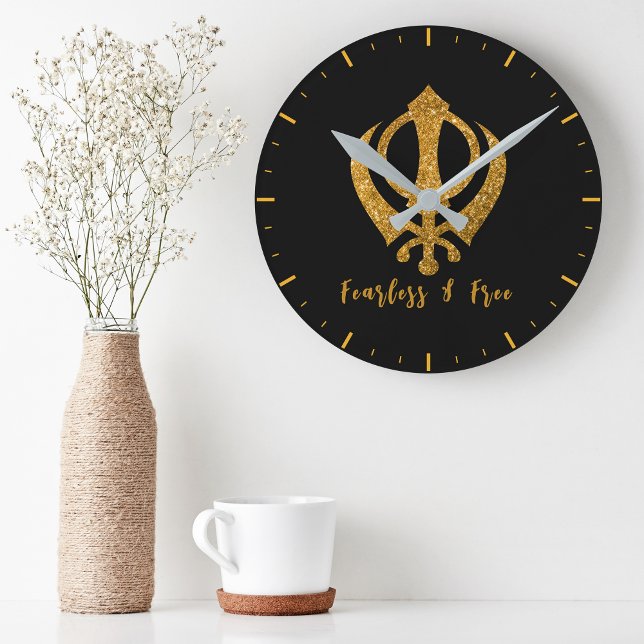 Sikh Khanda "Fearless & Free"  Round Clock (Creator Uploaded)