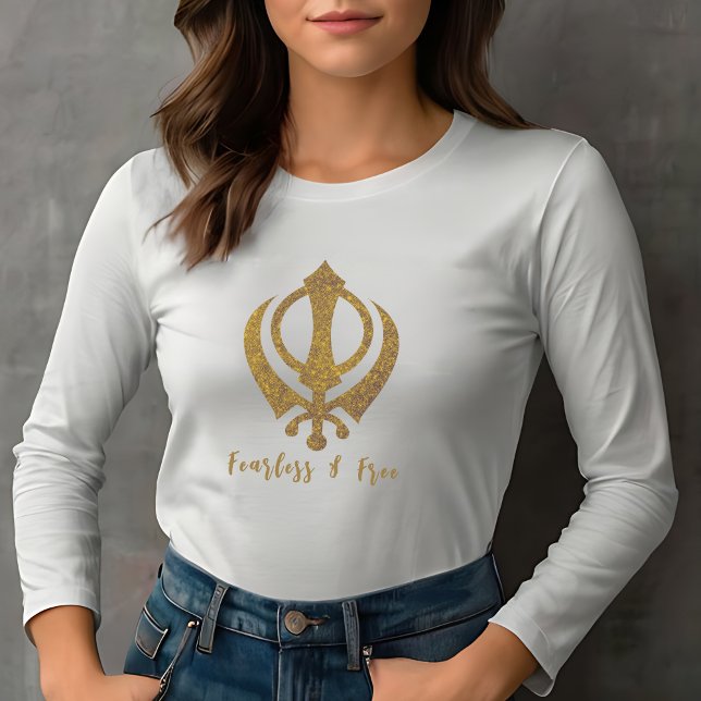 Sikh Khanda "Fearless & Free"  T-Shirt (Creator Uploaded)