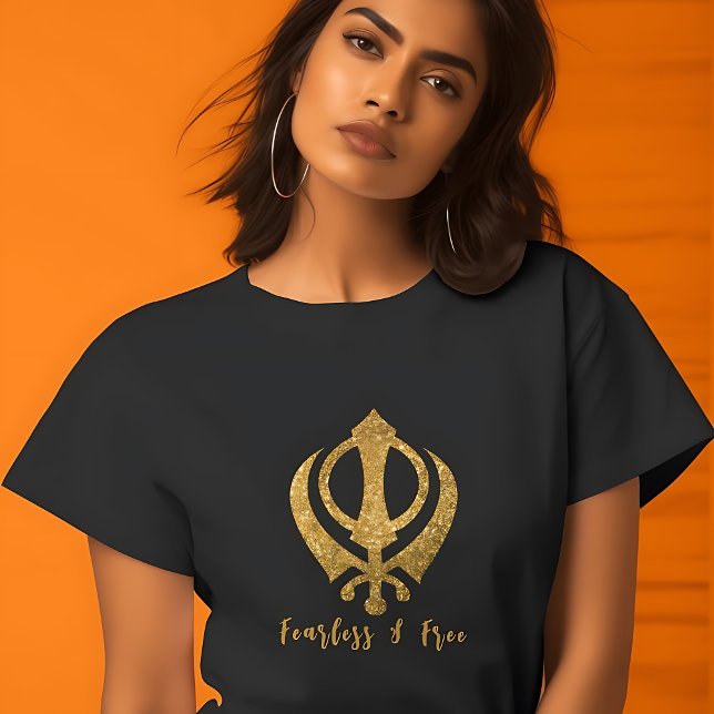 Sikh Khanda "Fearless & Free"  T-Shirt (Creator Uploaded)