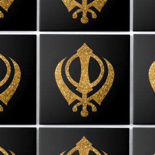 Sikh Khanda Glittery Symbol Tile