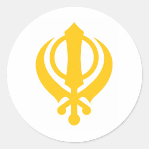 Sikh Khanda Gold Classic Round Sticker