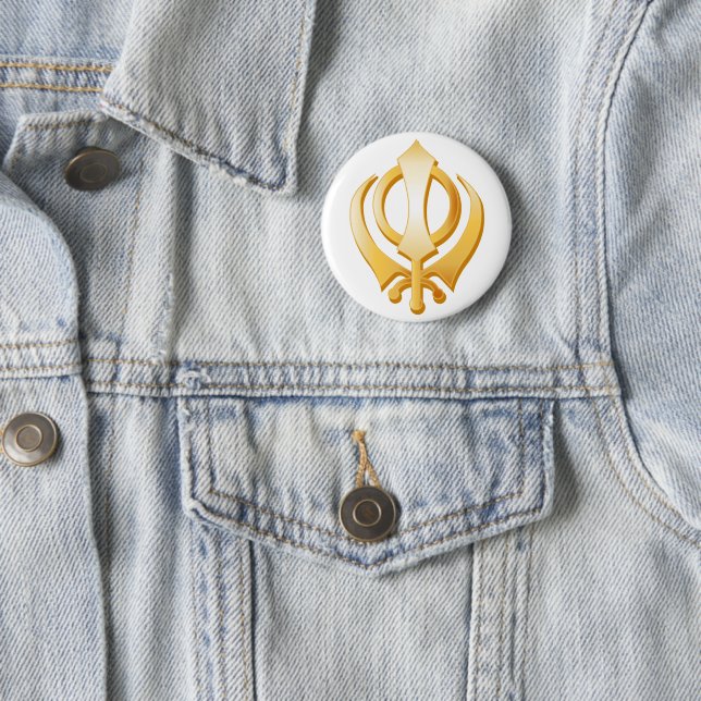 Sikh Symbol 2 Inch Round Button (In Situ)