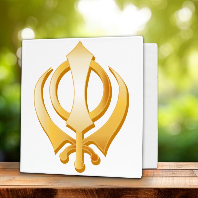 Sikh Symbol Binder (Customize with your name, school, organization, or event. Gold Khanda, symbol of the Sikh religion. )