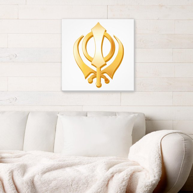 Sikh Symbol Canvas Art (Gold Khanda, symbol of the Sikh religion, canvas art. )