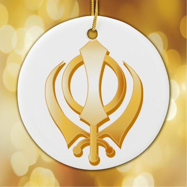 Sikh Symbol Ceramic Ornament (Golden Khanda, faith symbol of the Sikh religion. Peace.)