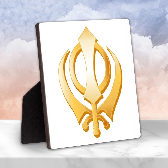 Sikh Symbol Plaque (Sikh Plaque,
Gold Khanda, symbol of the Sikh religion. )