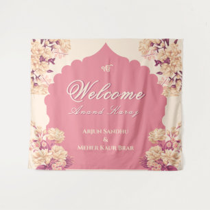 Sikh Wedding Welcome Sign   Anand Karaj Welcome    Tapestry