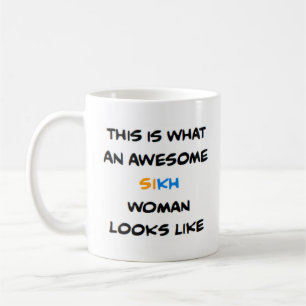 sikh woman, awesome coffee mug
