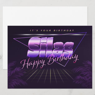 Silas Name Vorname lila retro Karte Geburtstag Card
