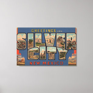 Silber City, New Mexico - Large Letter Scenes Canvas Print